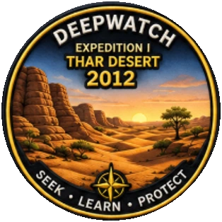 Deepwatch Expedition I embroidered badge depicting the Thar Desert at sunset, 2012