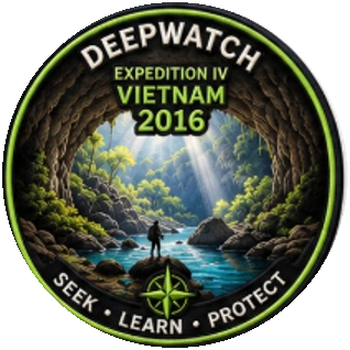 Deepwatch Expedition IV embroidered badge showing Vietnam's lush river cavern, 2016